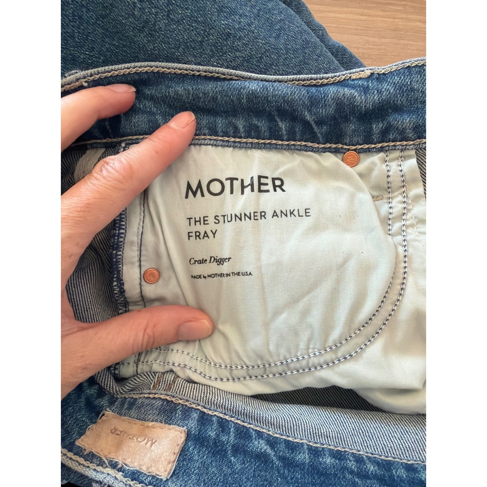 Mother The Stunner Ankle Fray Jeans Crate Digger Blue High Rise Skinny Size 29 - Picture 4 of 8